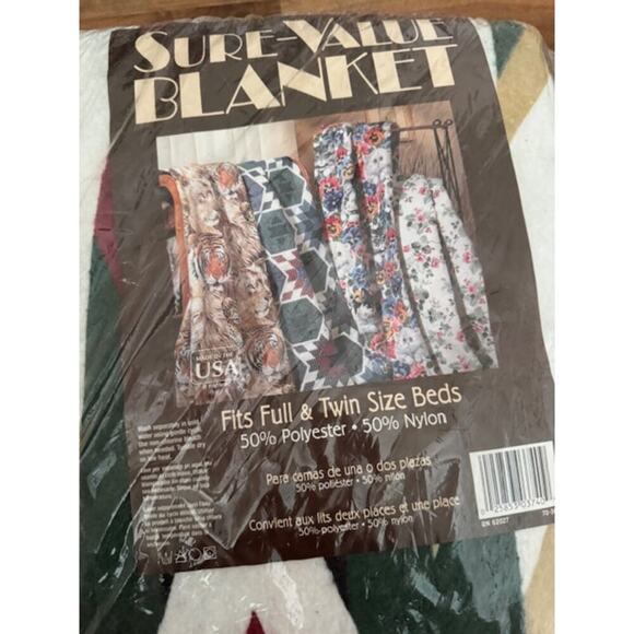 Vintage Sure-Value Blanket Southwestern Aztec Navajo Print Fits Full & Twin-New - Picture 3 of 4